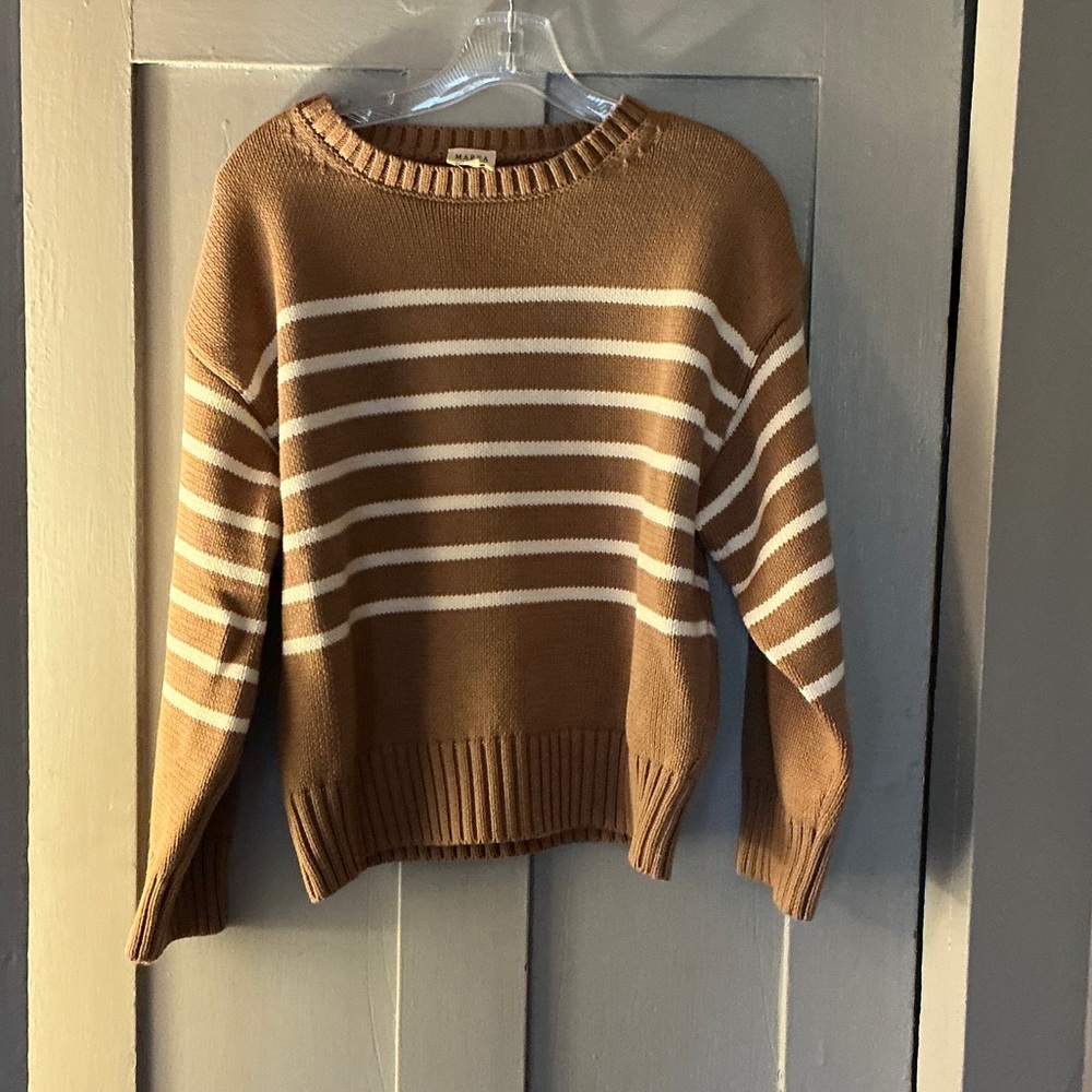 Striped Brown Sweater - Crew Neck
